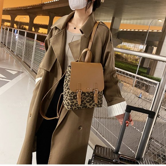 Autumn Leopard Schoolbag Women Backpack 2021 Luxuyr Brand Designed Female